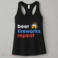 Beer Fireworks Repeat Funny 4th Of July Beer Lovers Gifts Women's Tank Top thumb 3
