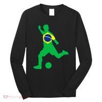 Brazil Flag Soccer Jersey Brasil Futbol Long Sleeve Shirt thumb 0
