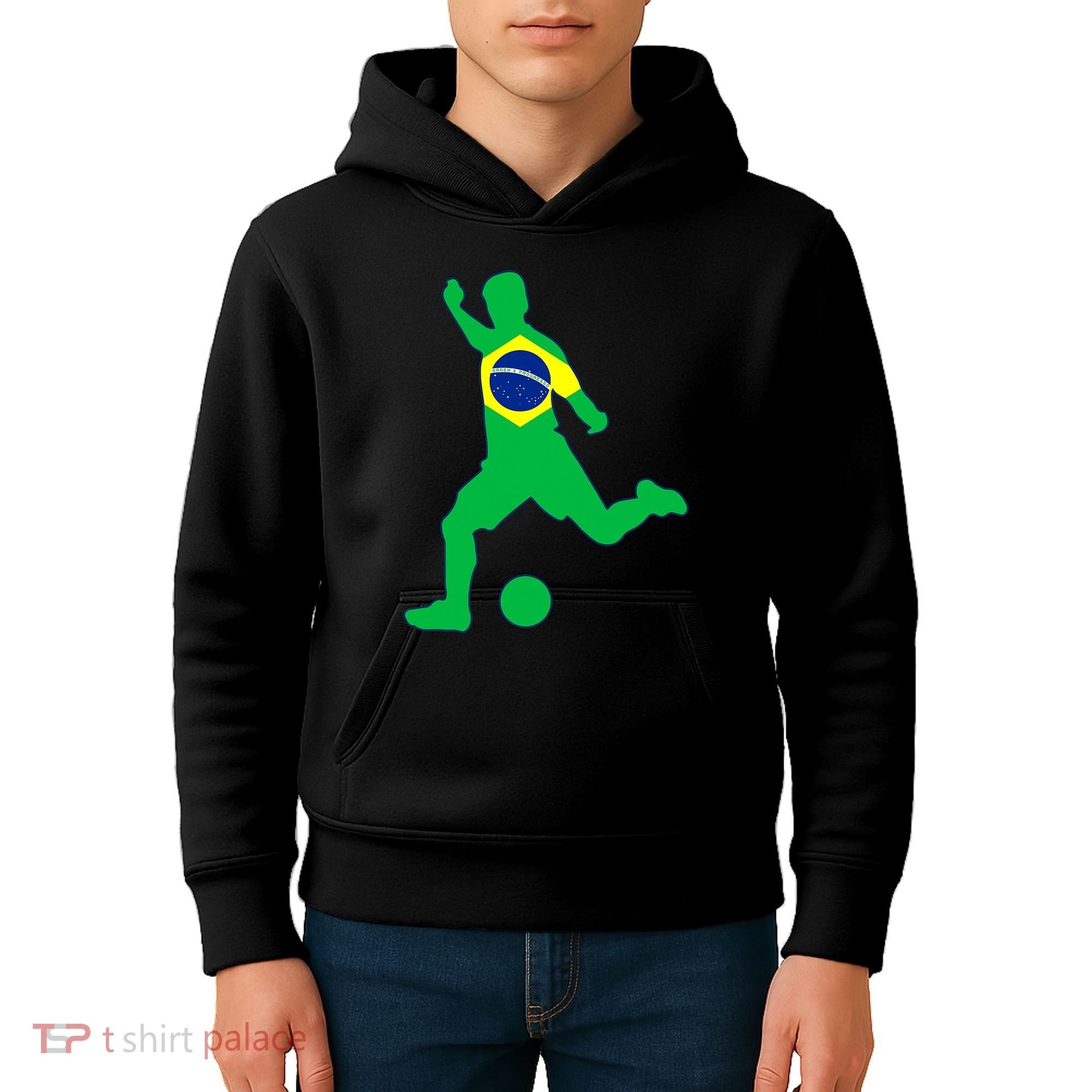 Brazil Flag Soccer Jersey Brasil Futbol Kids Hoodie