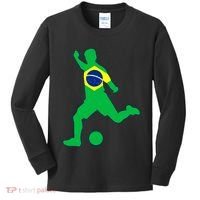 Brazil Flag Soccer Jersey Brasil Futbol Kids Long Sleeve Shirt thumb 0
