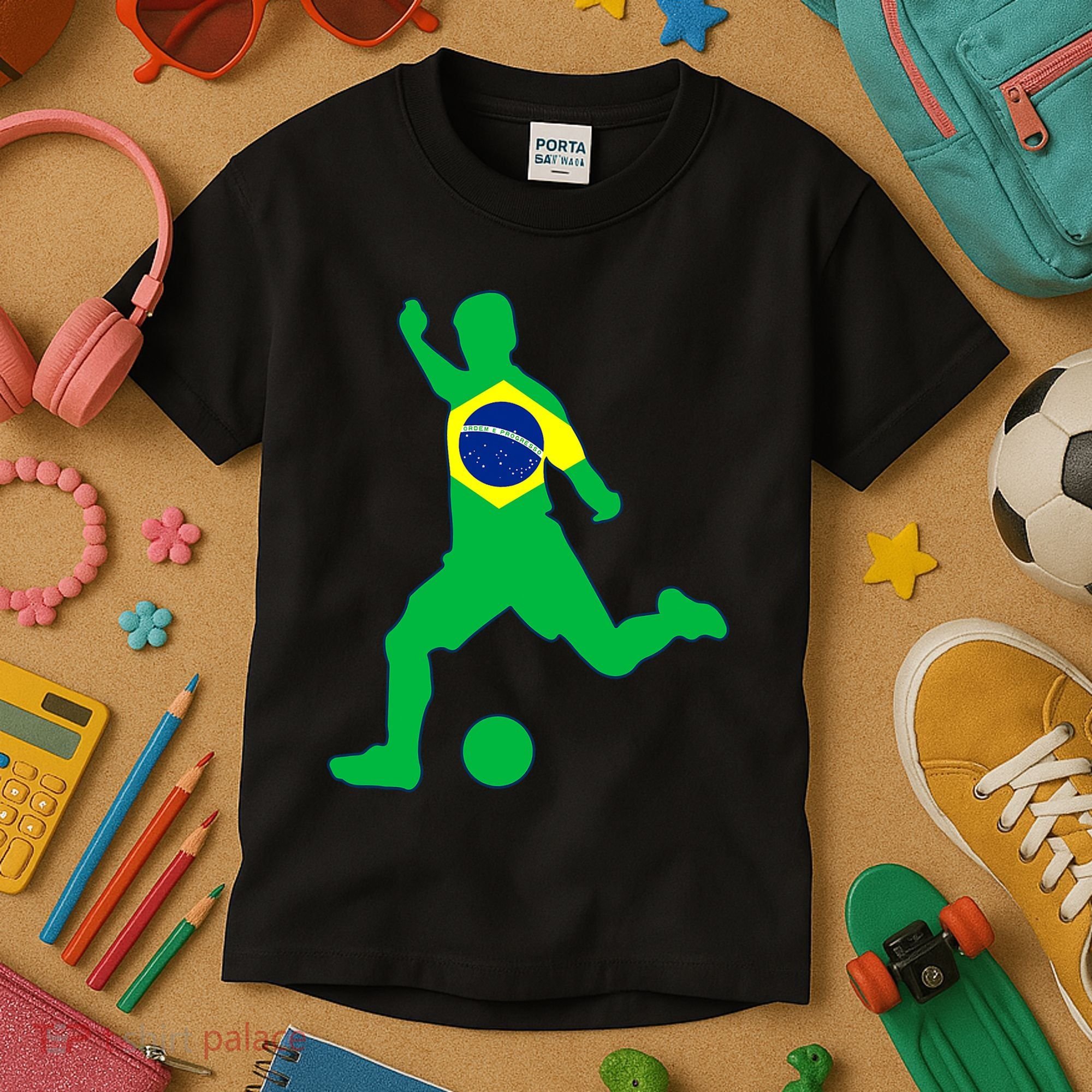 Brazil Flag Soccer Jersey Brasil Futbol Kids T-Shirt