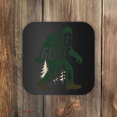 Bigfoot Forest Silhouette Retro Cryptid Wilderness Coaster