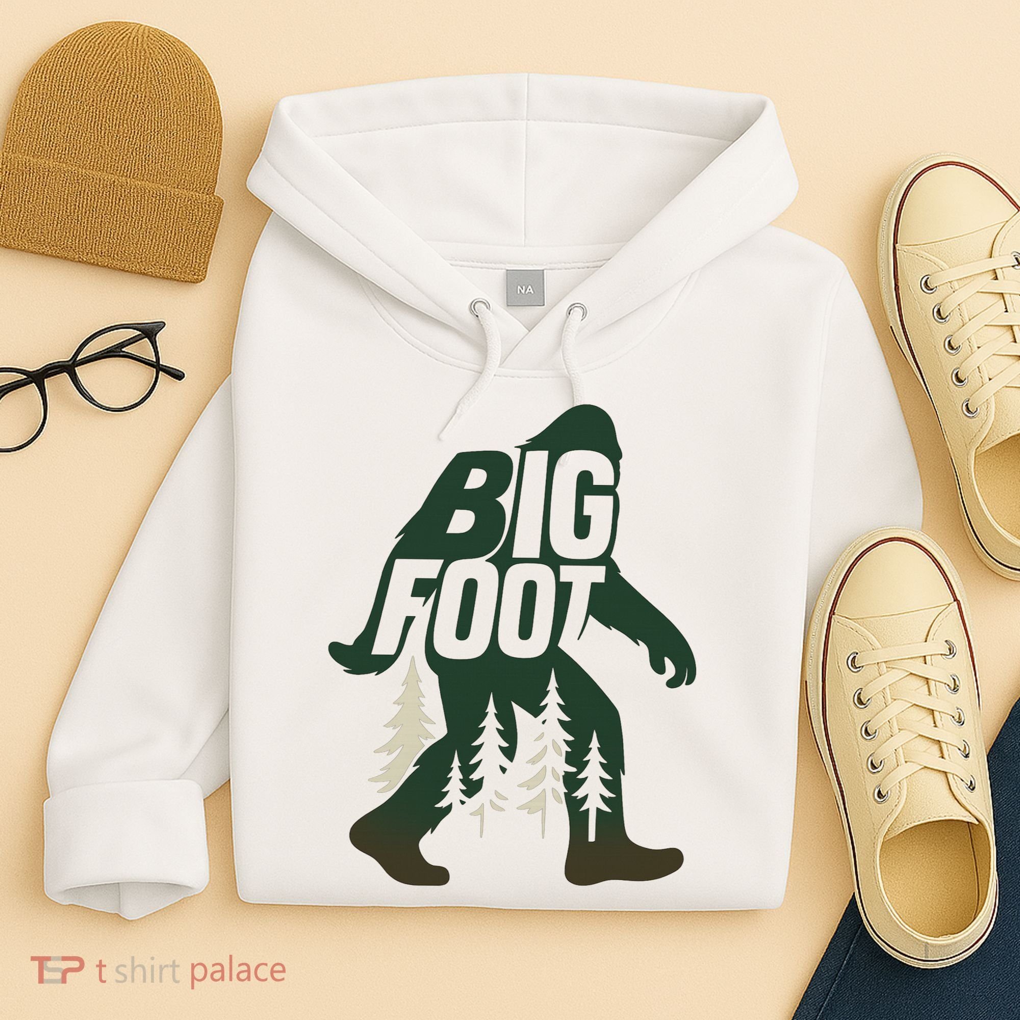 Bigfoot Forest Silhouette Retro Cryptid Wilderness Hoodie