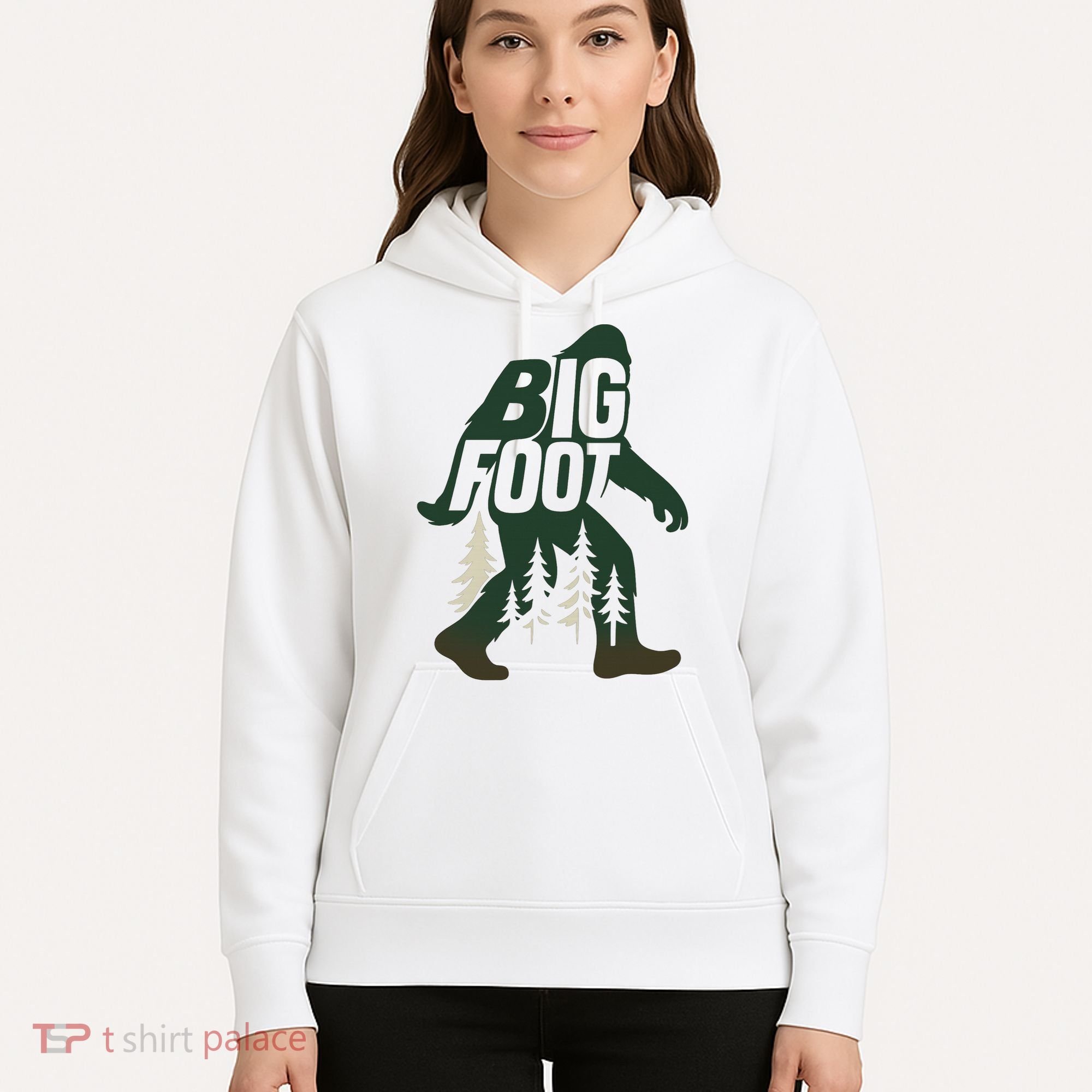 Bigfoot Forest Silhouette Retro Cryptid Wilderness Hoodie