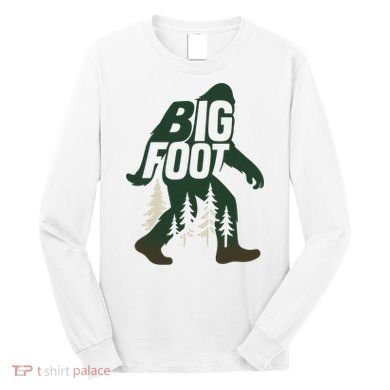 Bigfoot Forest Silhouette Retro Cryptid Wilderness Long Sleeve Shirt
