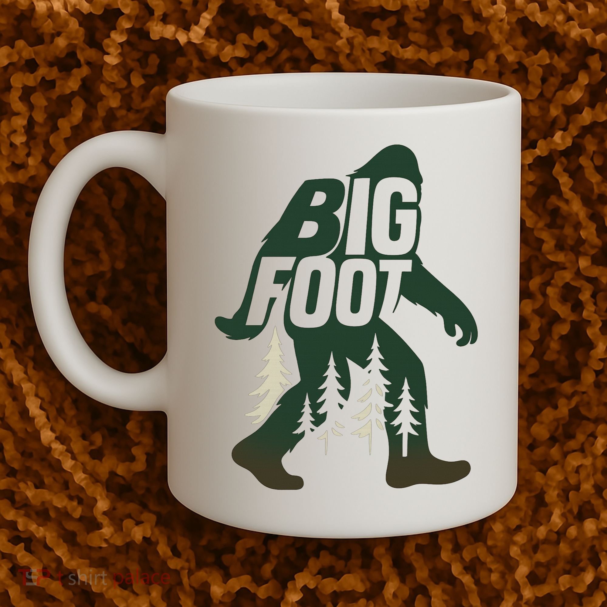 Bigfoot Forest Silhouette Retro Cryptid Wilderness Coffee Mug