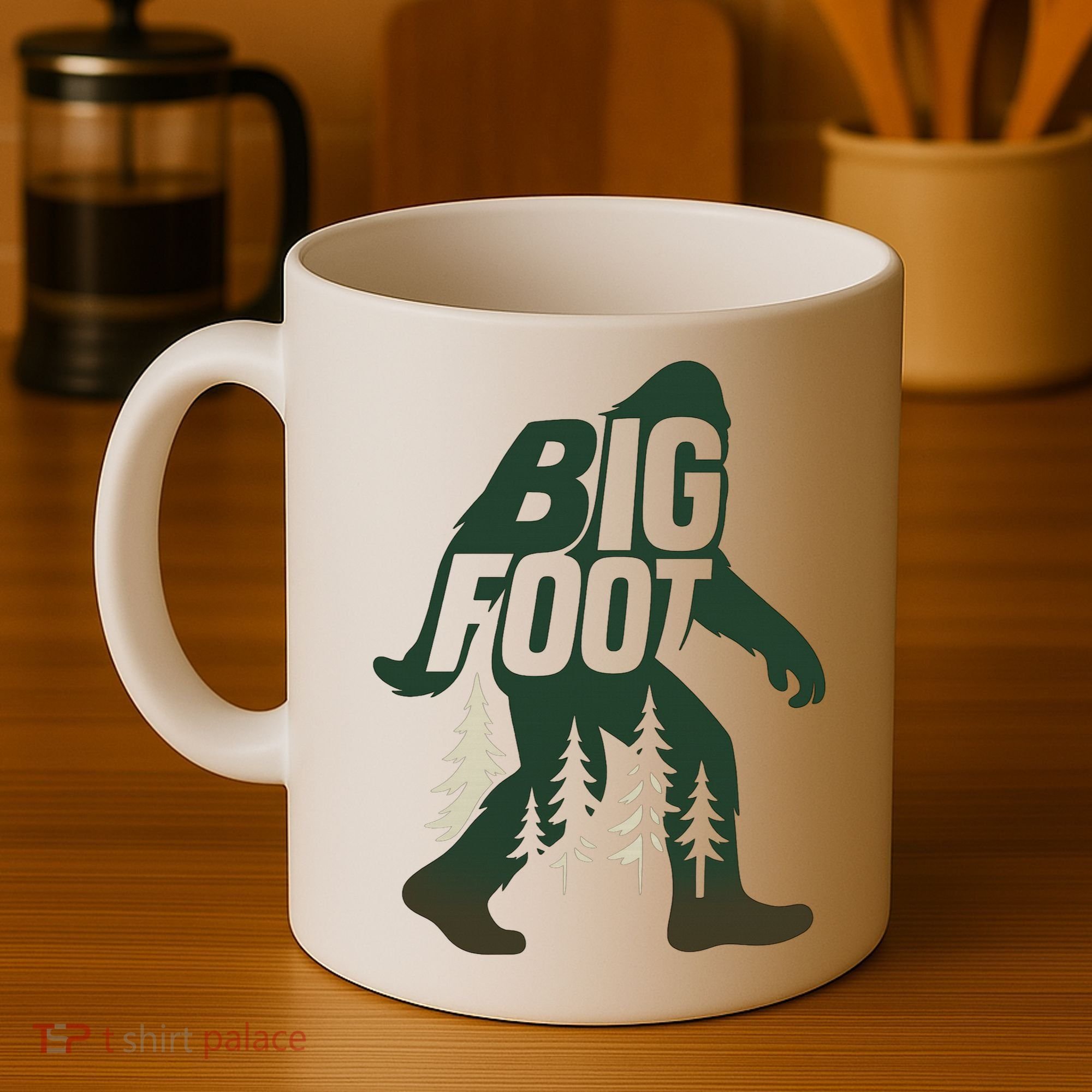 Bigfoot Forest Silhouette Retro Cryptid Wilderness Coffee Mug