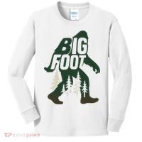 Bigfoot Forest Silhouette Retro Cryptid Wilderness Kids Long Sleeve Shirt thumb 0