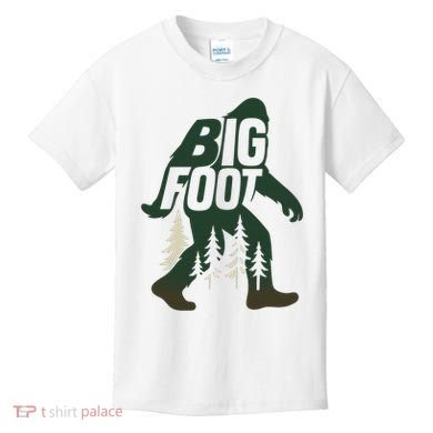 Bigfoot Forest Silhouette Retro Cryptid Wilderness Kids T-Shirt