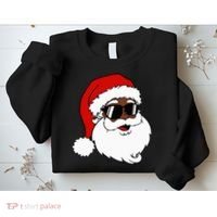 Black Funny Santa Claus Sunglasses Christmas Xmas Sweatshirt thumb 2