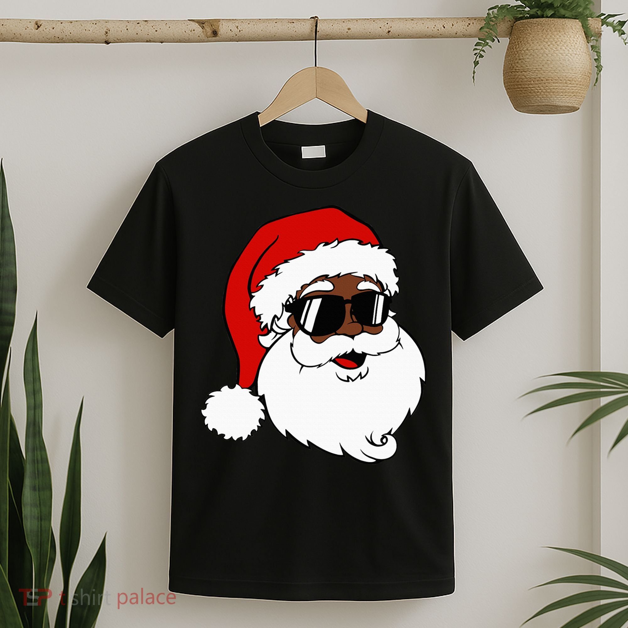 Black Funny Santa Claus Sunglasses Christmas Xmas T-Shirt