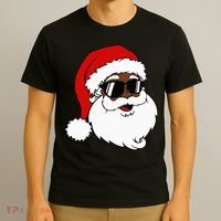 Black Funny Santa Claus Sunglasses Christmas Xmas T-Shirt thumb 3