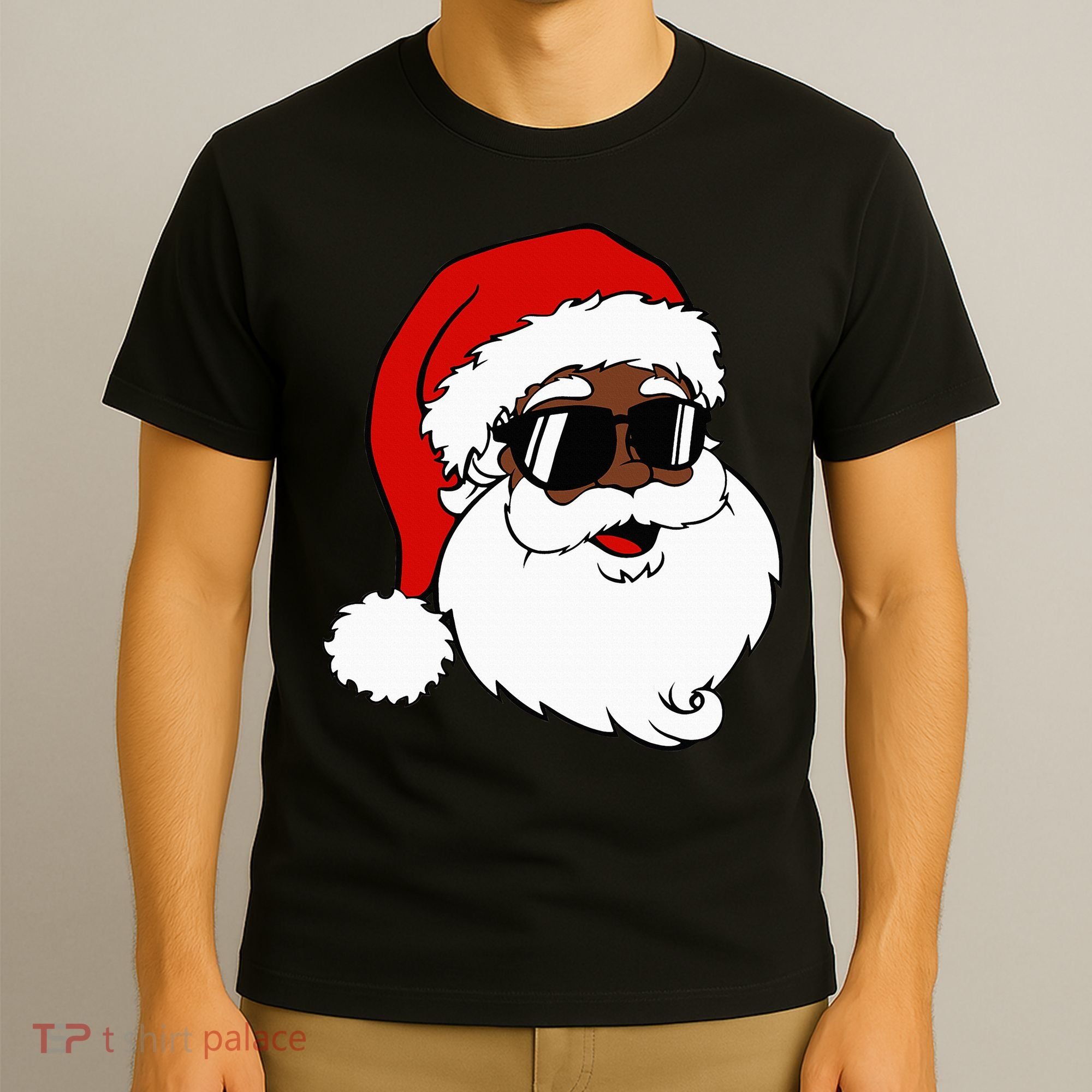 Black Funny Santa Claus Sunglasses Christmas Xmas T-Shirt