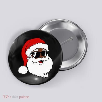 Black Funny Santa Claus Sunglasses Christmas Xmas Button