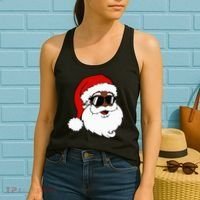 Black Funny Santa Claus Sunglasses Christmas Xmas Women's Tank Top thumb 2