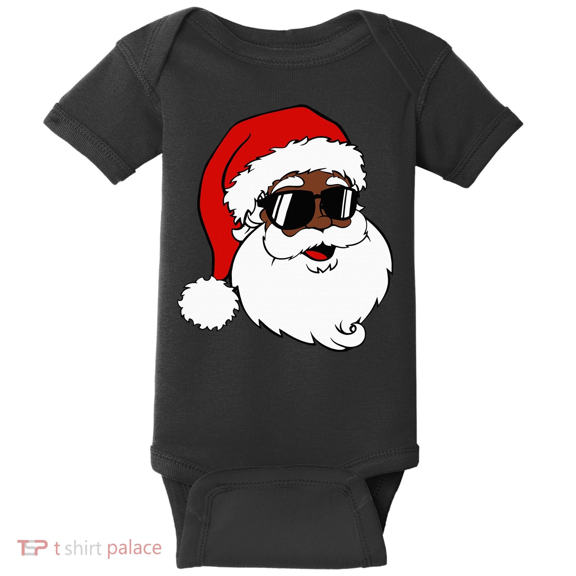 Black Funny Santa Claus Sunglasses Christmas Xmas Baby Bodysuit