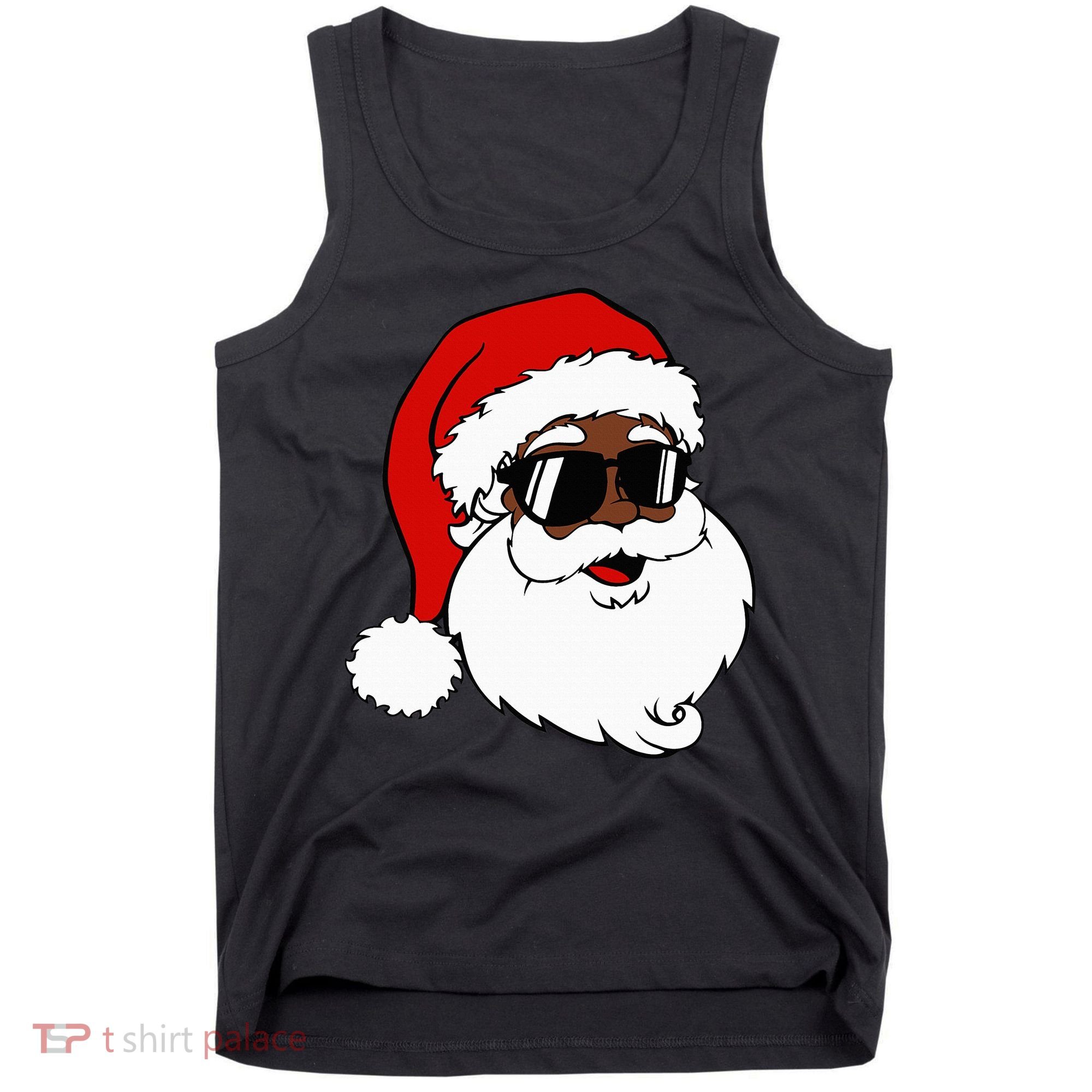 Black Funny Santa Claus Sunglasses Christmas Xmas Tank Top