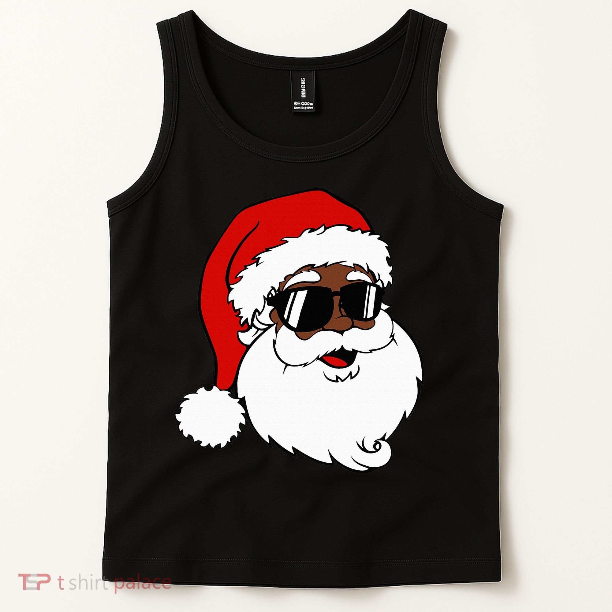 Black Funny Santa Claus Sunglasses Christmas Xmas Tank Top
