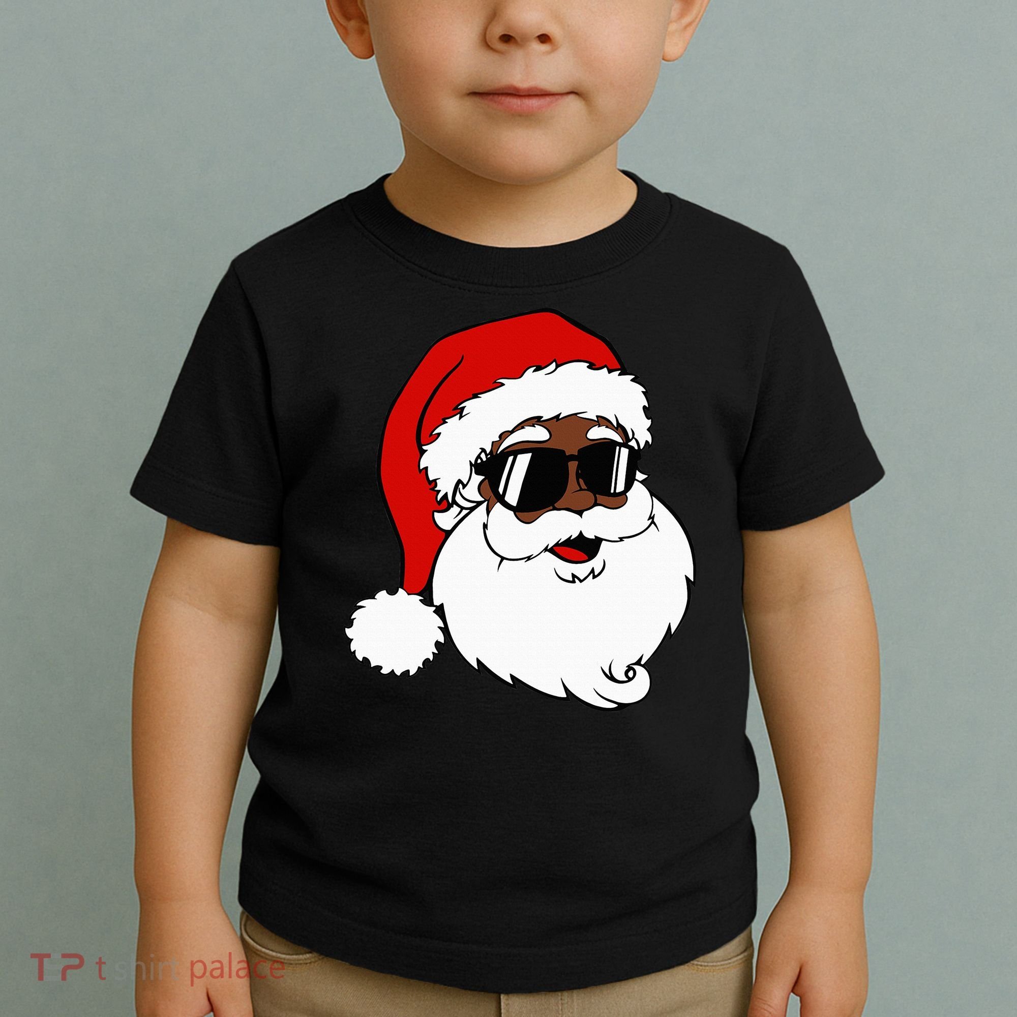 Black Funny Santa Claus Sunglasses Christmas Xmas Toddler T-Shirt