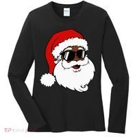 Black Funny Santa Claus Sunglasses Christmas Xmas Women's Long Sleeve Shirt thumb 0