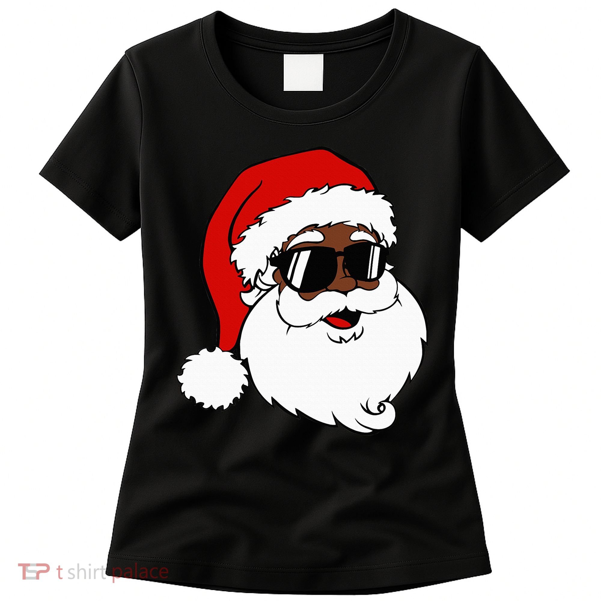 Black Funny Santa Claus Sunglasses Christmas Xmas Women's T-Shirt