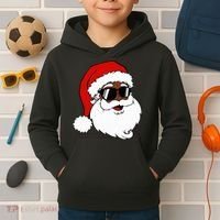 Black Funny Santa Claus Sunglasses Christmas Xmas Kids Hoodie thumb 2