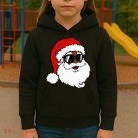 Black Funny Santa Claus Sunglasses Christmas Xmas Kids Hoodie thumb 3