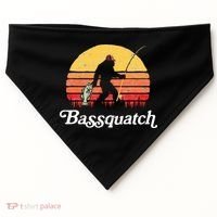 Bigfoot Fishing Shirt Funny Retro Sasquatch Dad USA-Made Doggie Bandana thumb 0