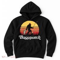 Bigfoot Fishing Shirt Funny Retro Sasquatch Dad Hoodie thumb 0
