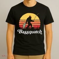 Bigfoot Fishing Shirt Funny Retro Sasquatch Dad T-Shirt thumb 3