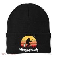 Bigfoot Fishing Shirt Funny Retro Sasquatch Dad Beanie thumb 0