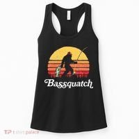 Bigfoot Fishing Shirt Funny Retro Sasquatch Dad Women's Tank Top thumb 0