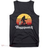 Bigfoot Fishing Shirt Funny Retro Sasquatch Dad Tank Top thumb 0