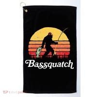 Bigfoot Fishing Shirt Funny Retro Sasquatch Dad Golf Towel thumb 0