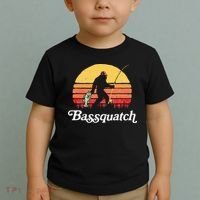 Bigfoot Fishing Shirt Funny Retro Sasquatch Dad Toddler T-Shirt thumb 2