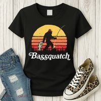 Bigfoot Fishing Shirt Funny Retro Sasquatch Dad Women's T-Shirt thumb 3