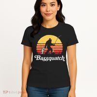 Bigfoot Fishing Shirt Funny Retro Sasquatch Dad Women's T-Shirt thumb 4