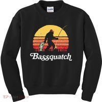 Bigfoot Fishing Shirt Funny Retro Sasquatch Dad Kids Sweatshirt thumb 0