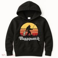 Bigfoot Fishing Shirt Funny Retro Sasquatch Dad Kids Hoodie thumb 0