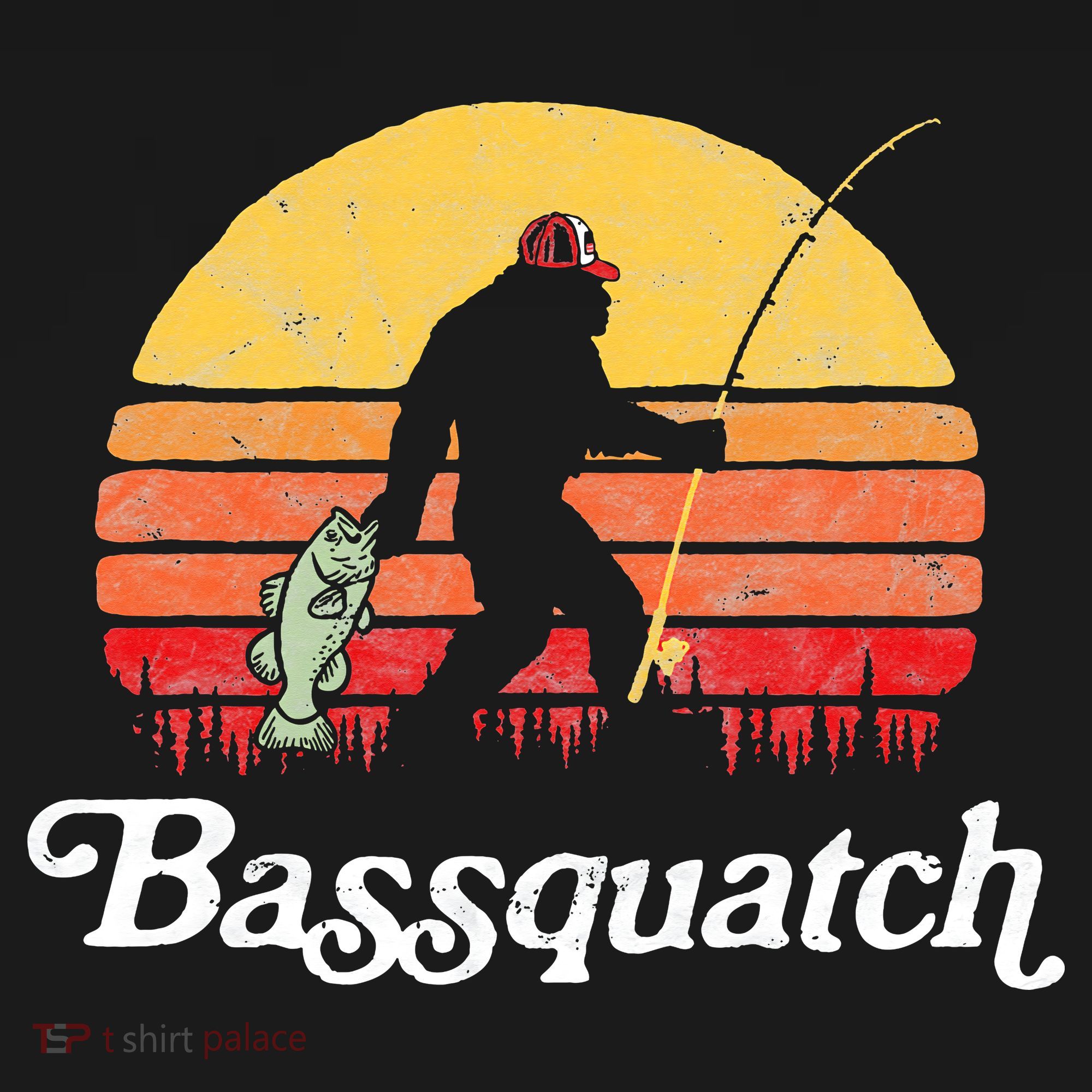 Bigfoot Fishing Shirt Funny Retro Sasquatch Dad Kids Hoodie