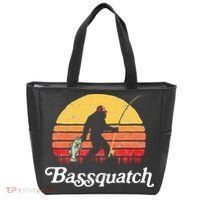 Bigfoot Fishing Shirt Funny Retro Sasquatch Dad Tote Bag thumb 0