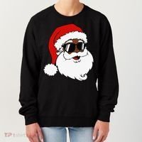 Black Funny Santa Claus Sunglasses Christmas Xmas Women's Sweatshirt thumb 0