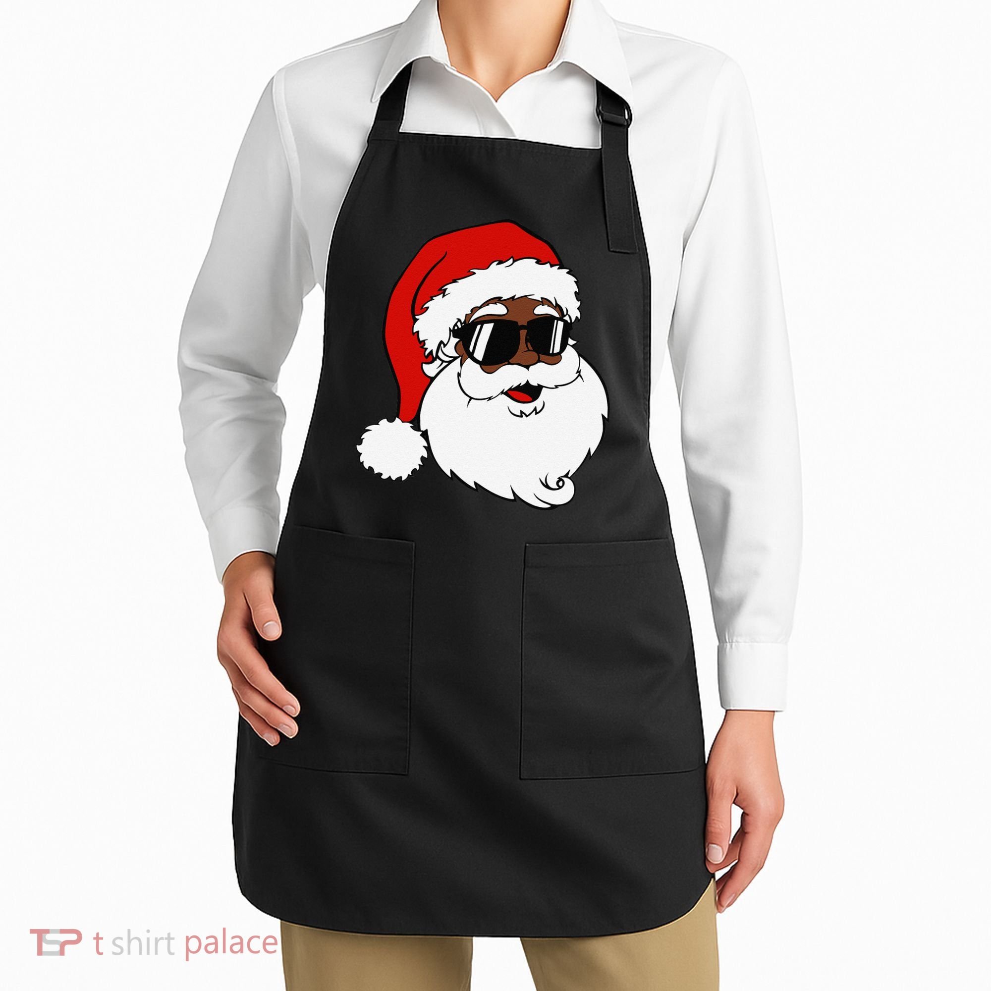 Black Funny Santa Claus Sunglasses Christmas Xmas Apron