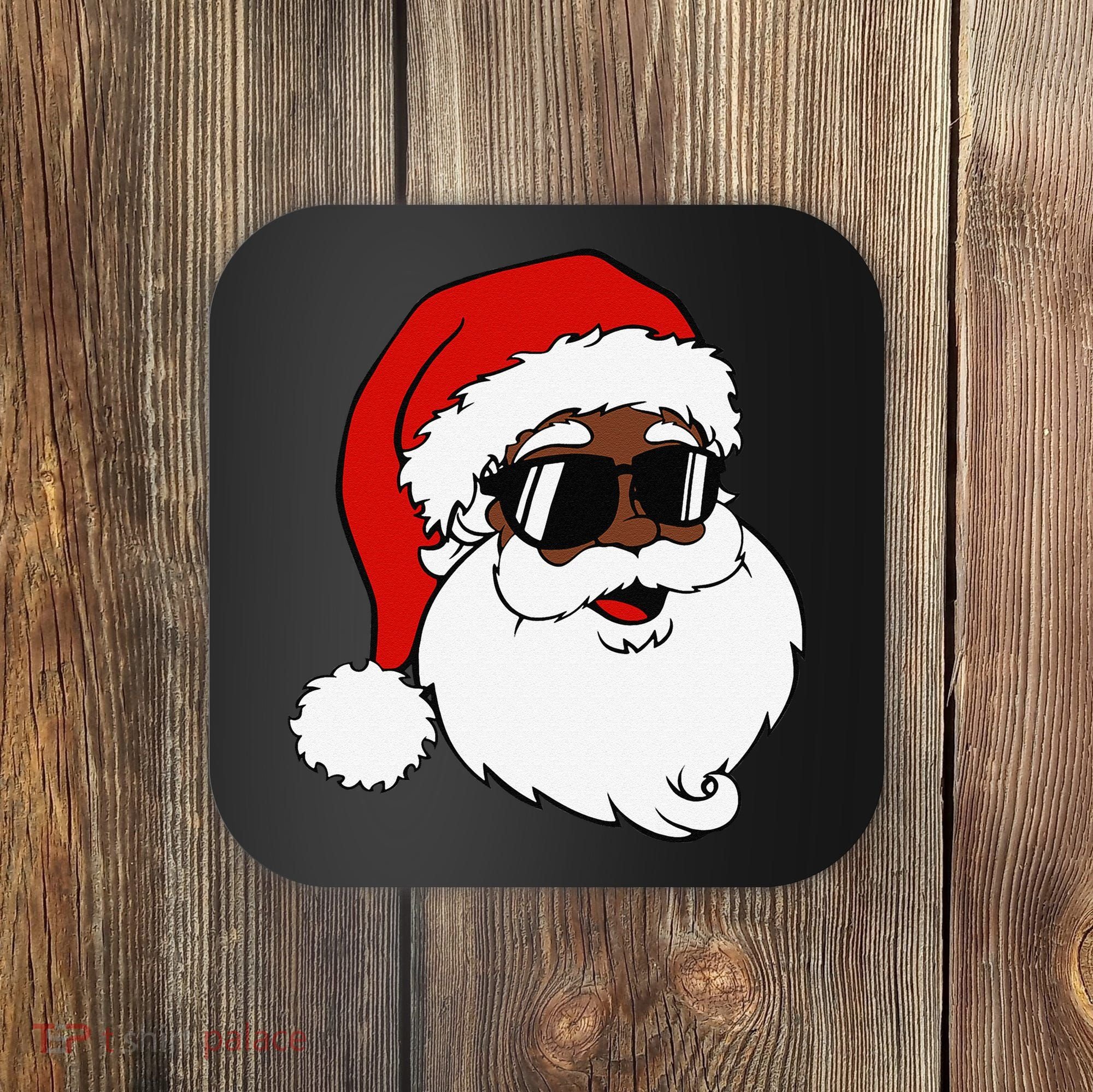 Black Funny Santa Claus Sunglasses Christmas Xmas Coaster