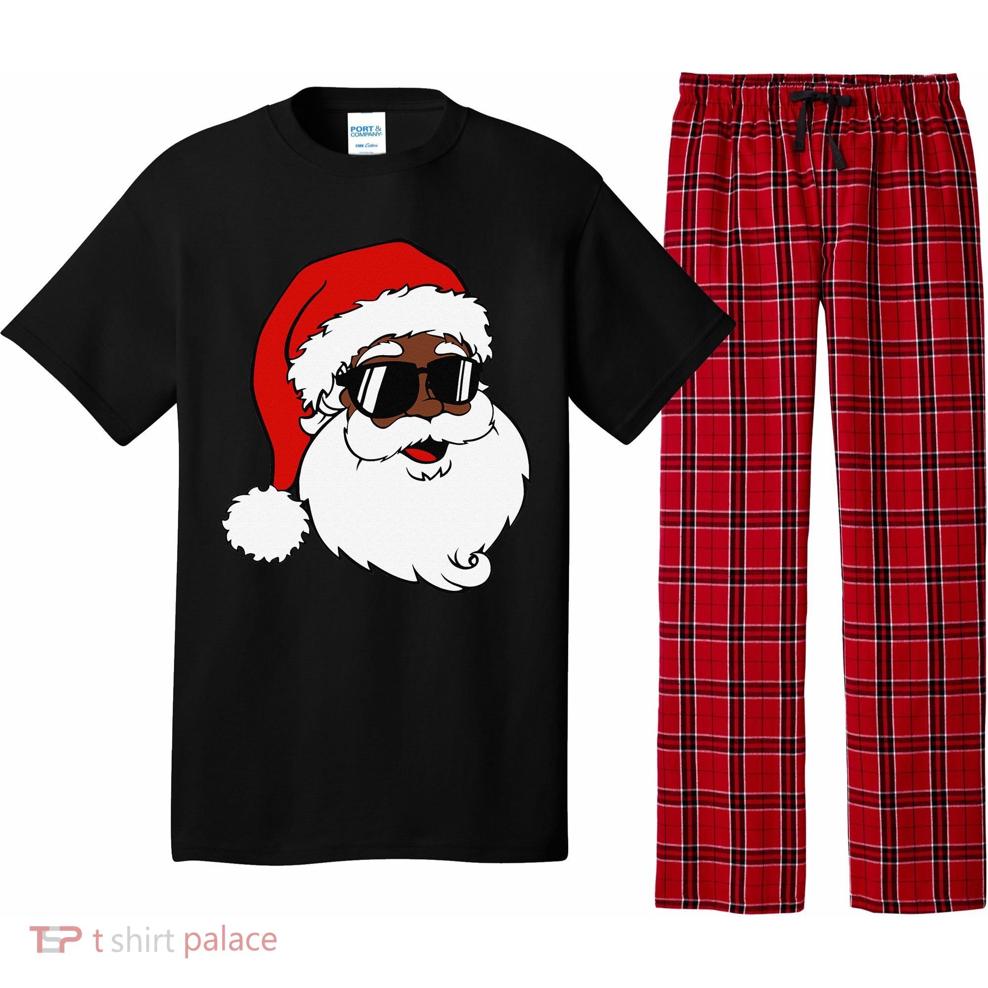 Black Funny Santa Claus Sunglasses Christmas Xmas Pajama Set