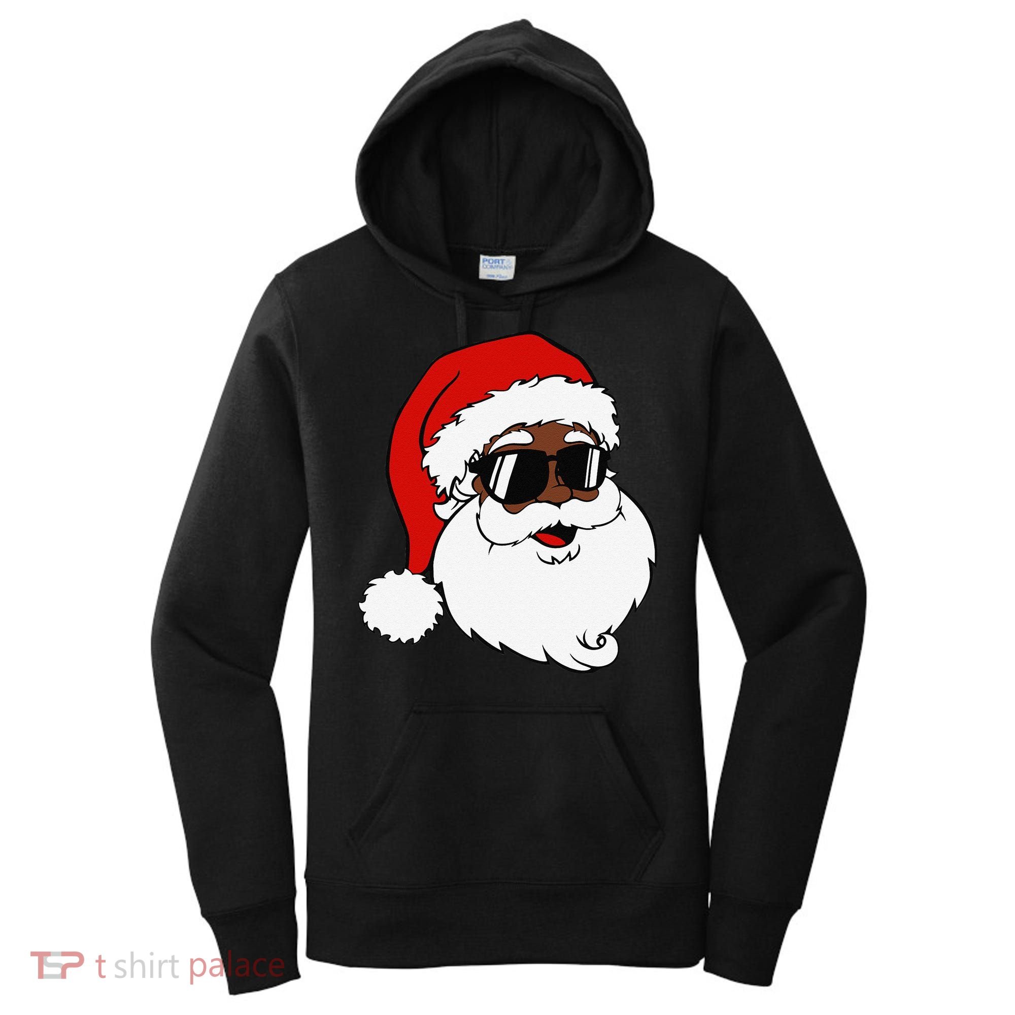 Black Funny Santa Claus Sunglasses Christmas Xmas Women's Hoodie