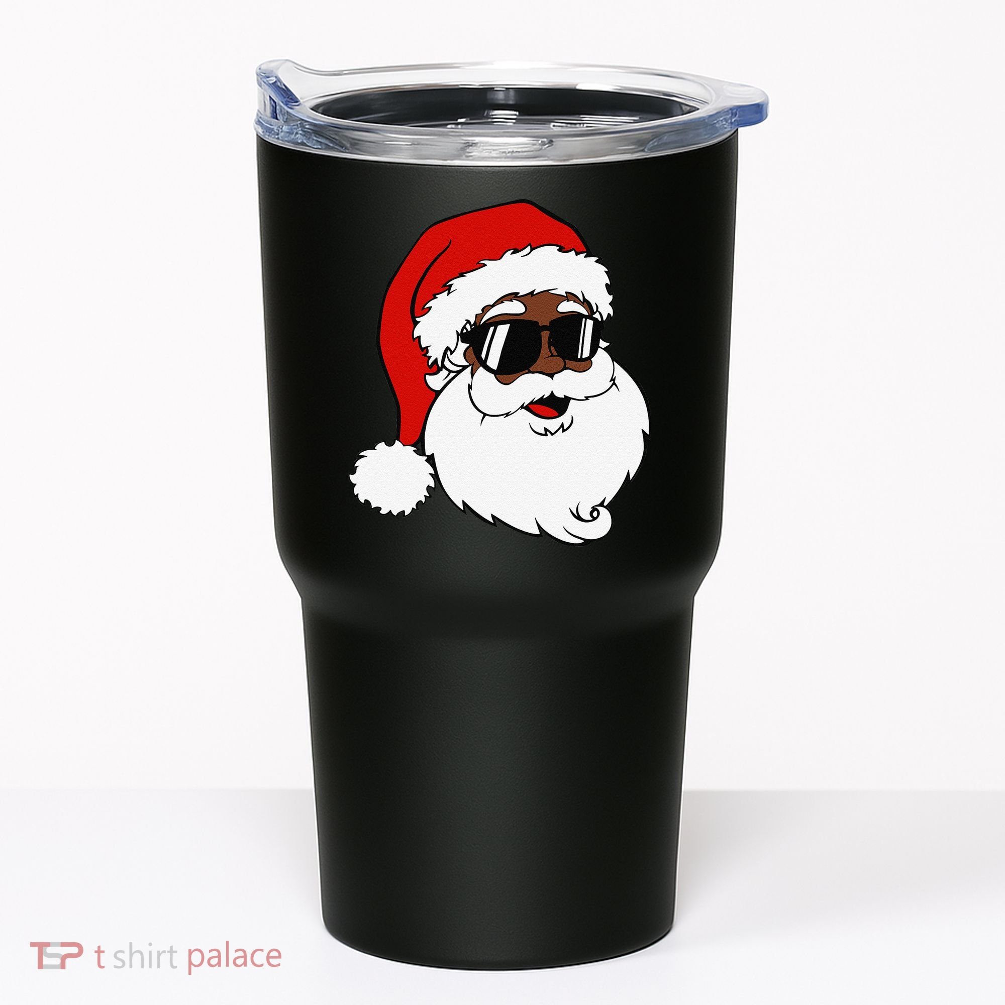 Black Funny Santa Claus Sunglasses Christmas Xmas Tumbler