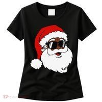 Black Funny Santa Claus Sunglasses Christmas Xmas Women's T-Shirt thumb 0
