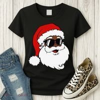 Black Funny Santa Claus Sunglasses Christmas Xmas Women's T-Shirt thumb 3