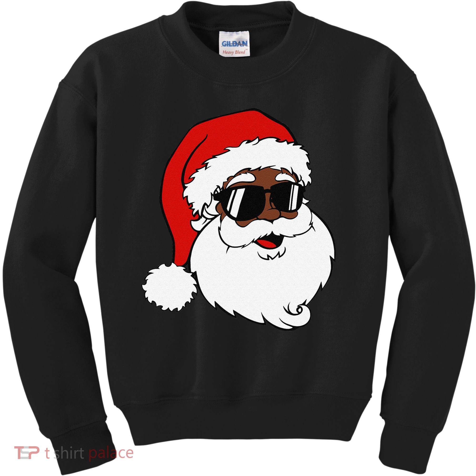 Black Funny Santa Claus Sunglasses Christmas Xmas Kids Sweatshirt